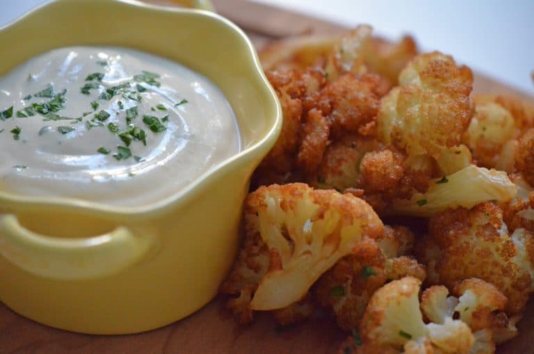 Fried cauliflower with tahini sauce