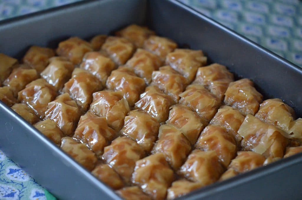 Orange Blossom Baklawa cut in diamonds, Maureen Abood