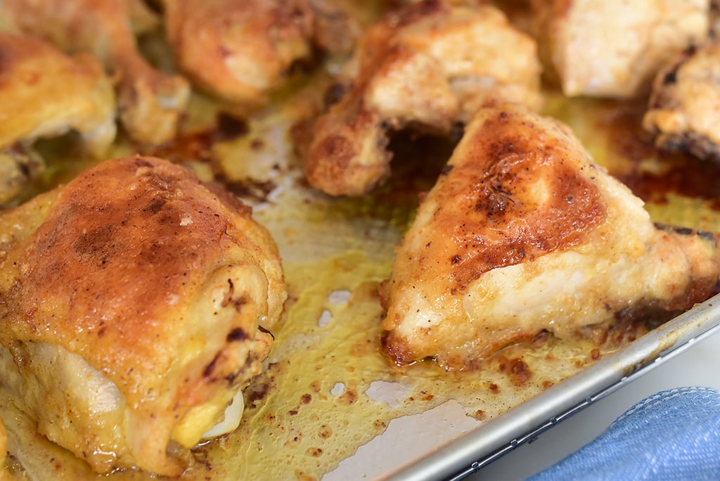 Oven Fried Chicken on a sheet pan lined with aluminum foil