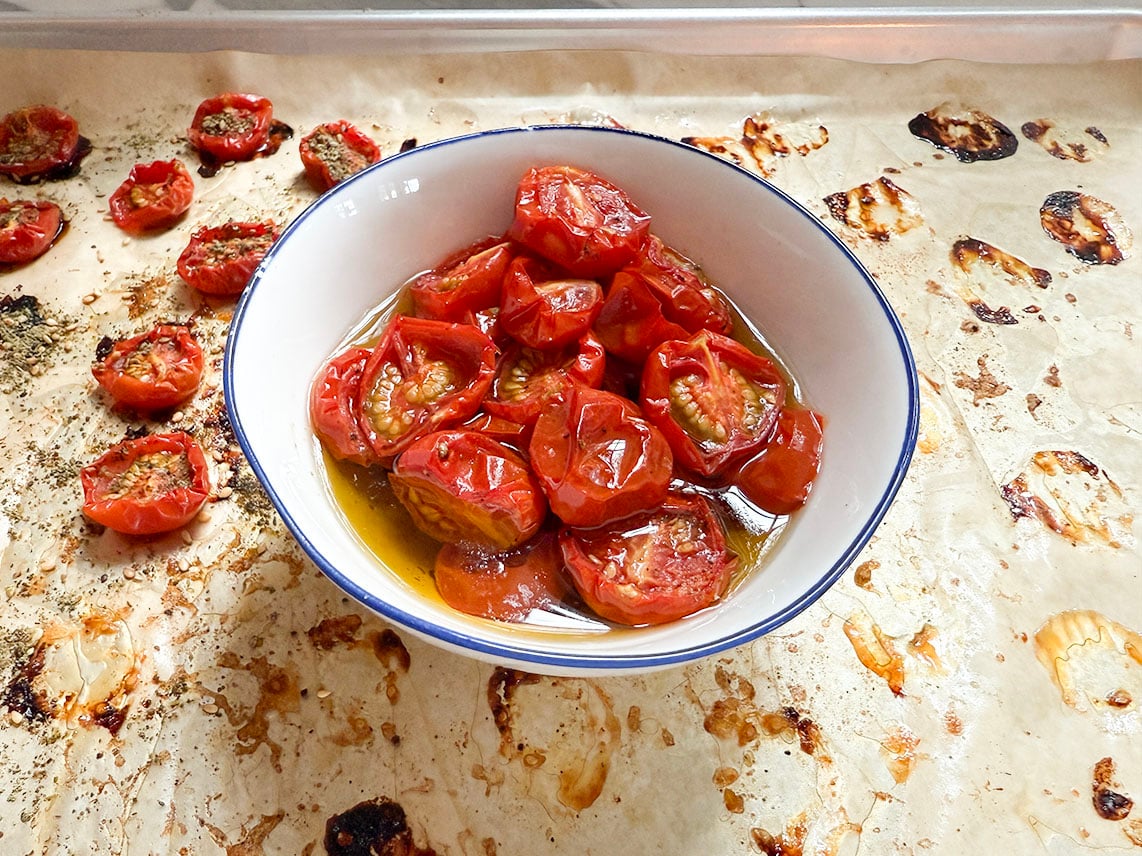 roasted tomatoes in olive oil