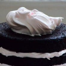 Chocolate cake with meringue icing