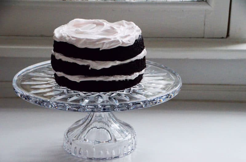 Chocolate cake, three iced tiers, Maureen Abood