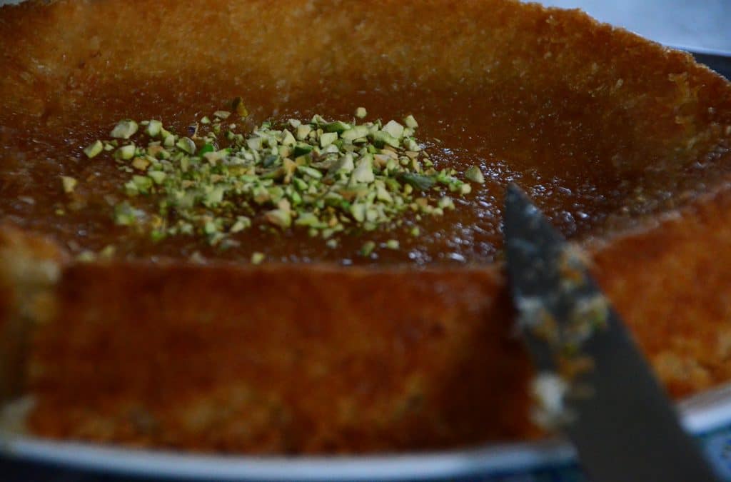 Lebanese Knafeh Jibneh with Orange Blossom Syrup Rose