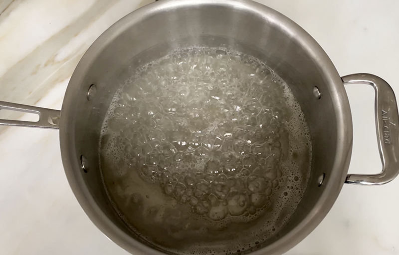 Simple syrup at full boil in a pot