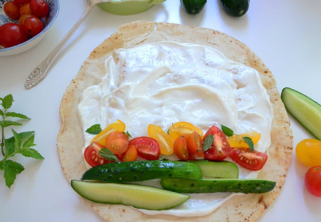 Pita with veggies for a wrap