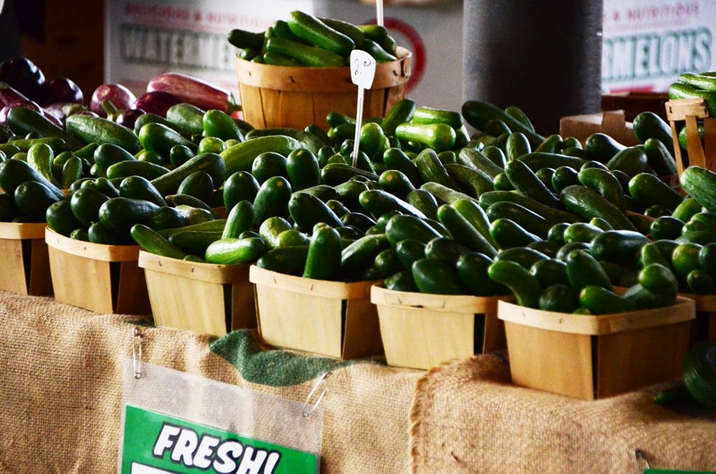 Cucumbers at a farm stand