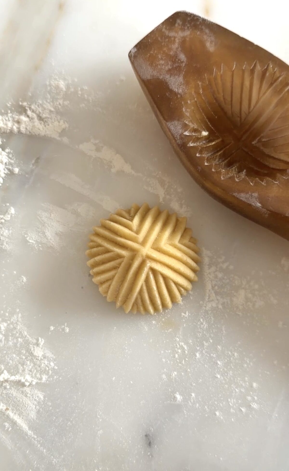 molded cookie dough on the countertop