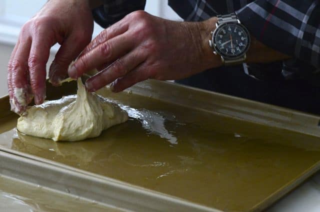 Shaping the dough on pan, Maureen Abood