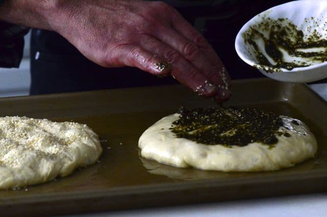 Zaatar on the dough, Maureen Abood