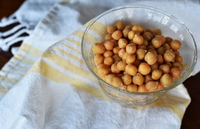 Chickpeas in a glass bowl