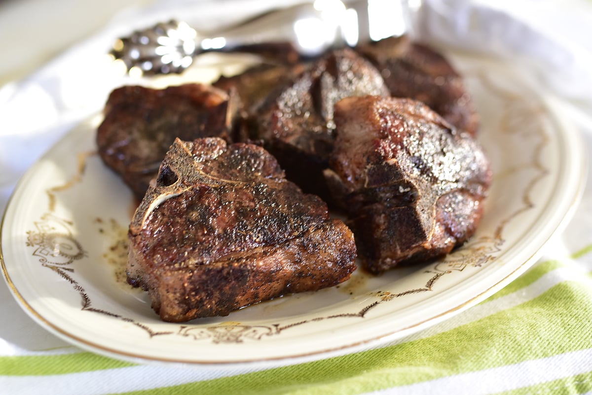 lamb chops on a platter