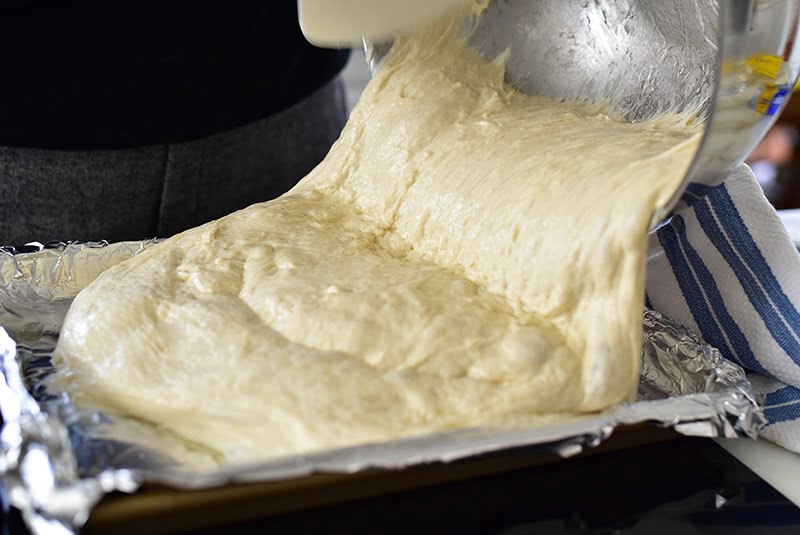 Talami dough in the pan, Maureen Abood