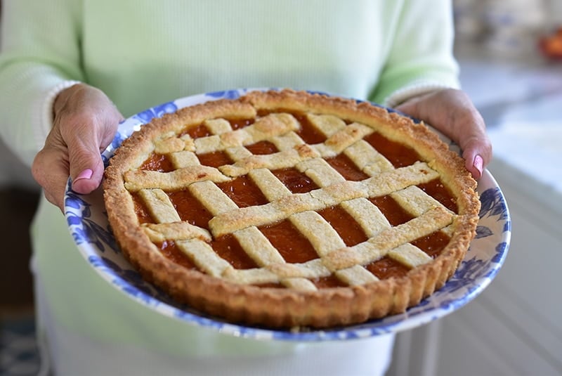 Apricot Tart in Mom's hands, Maureen Abood