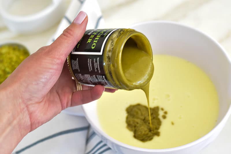 Pistachio Butter is added to the gelato base, MaureenAbood.com