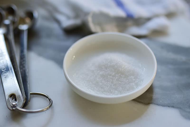 Fine sea salt in a little white dish, Maureen Abood