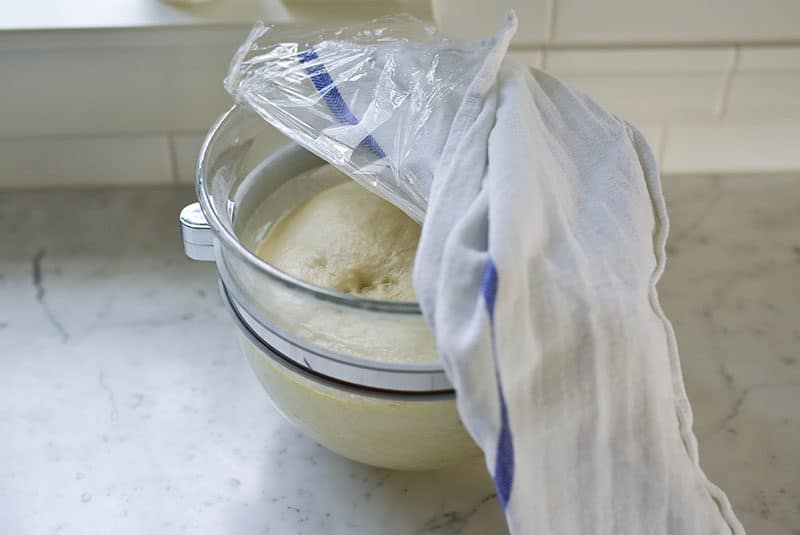 Perfectly risen dough in a bowl, Maureen Abood