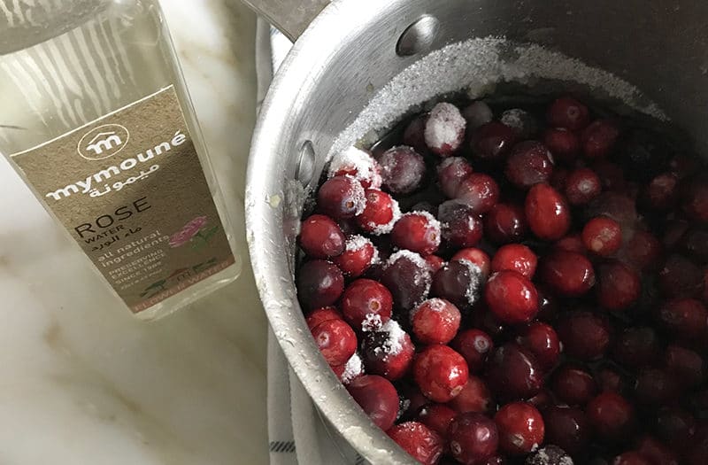 Cranberries with rose water