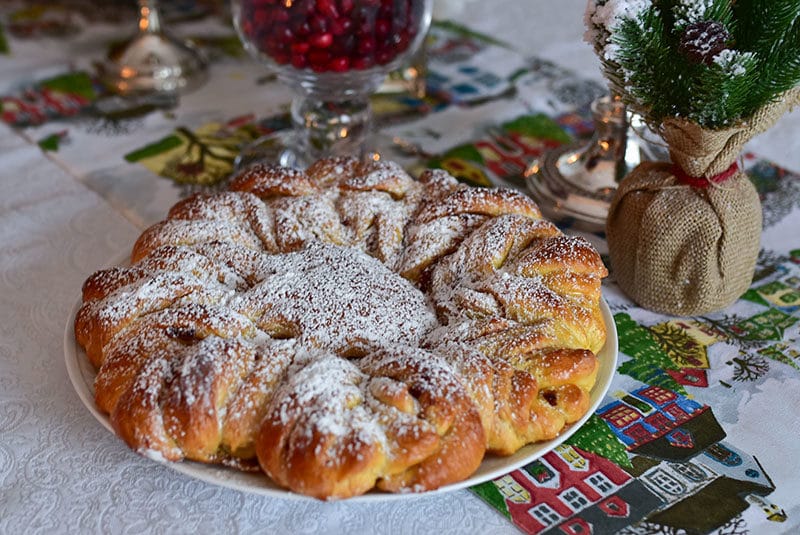 Brioche star bread on the holiday table, Maureen Abood