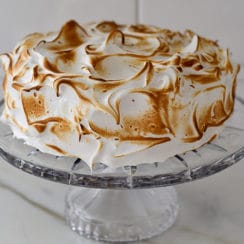 Toasted Marshmallow frosting over a chocolate caramel cake, Muareen Abood