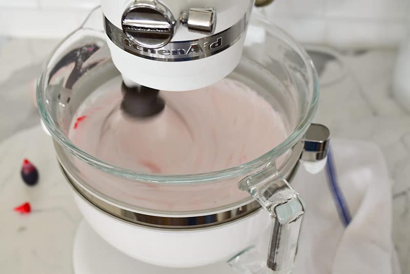 Matte white KitchenAid mixing pink marshmallow