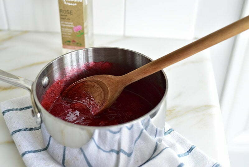 rose water with red berry jam