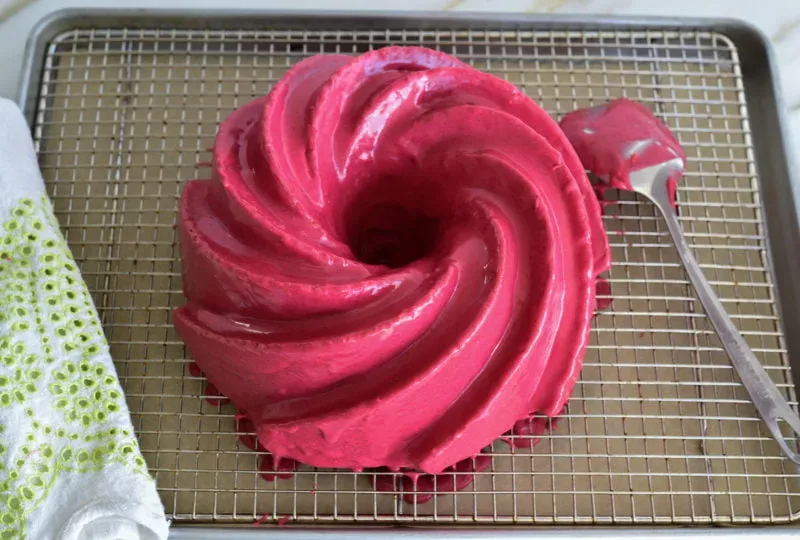 Lemon Bundt with Raspberry Rose Glaze