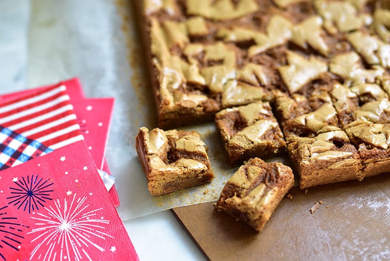 Blondie bars with orange blossom caramel