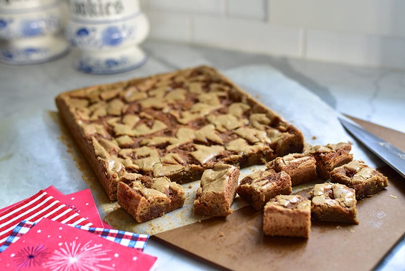 Blondies cut into bars