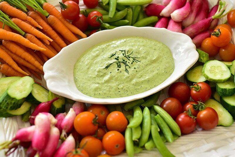 Labneh Green Goddess with crudite