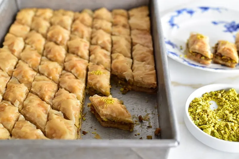 Olive Oil Baklawa with Pistachios - Maureen Abood