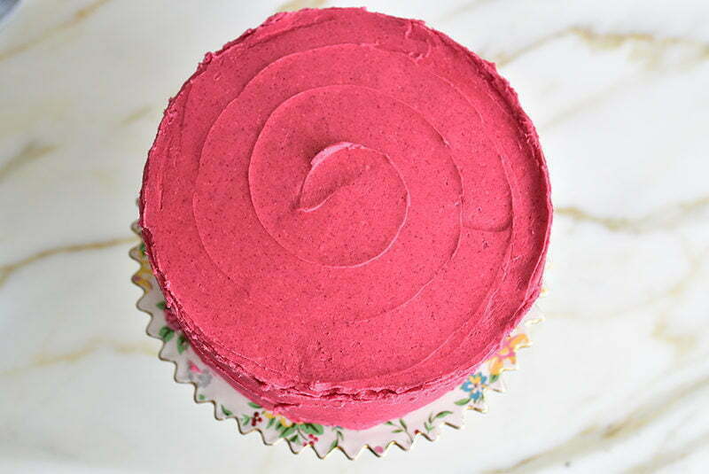 Raspberry buttercream swirl top cake