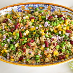Quinoa Protein Salad in a Deruta serving dish