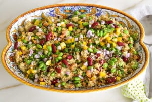 Quinoa Protein Salad in a Deruta serving dish