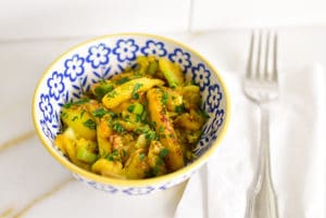 Sauteed squash cores in a little bowl