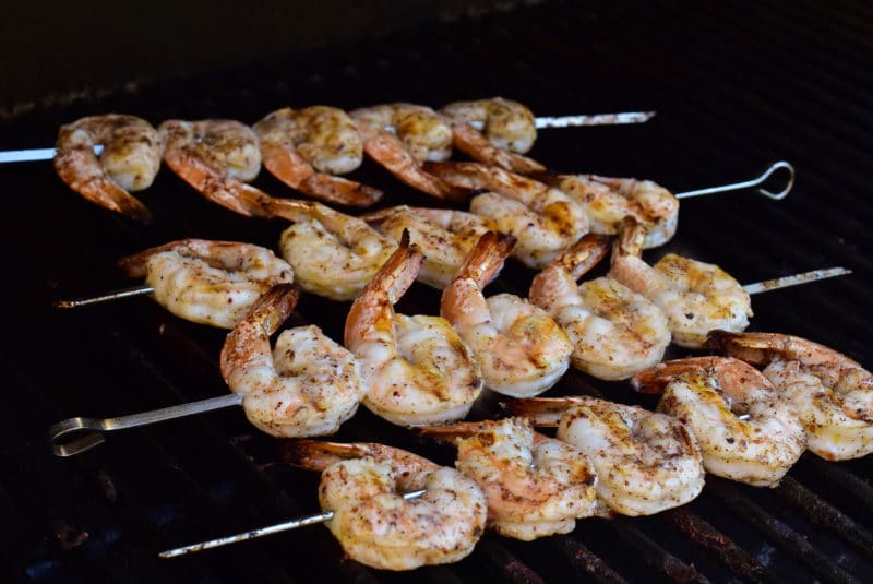 Garlicky Sumac Shrimp on the grill