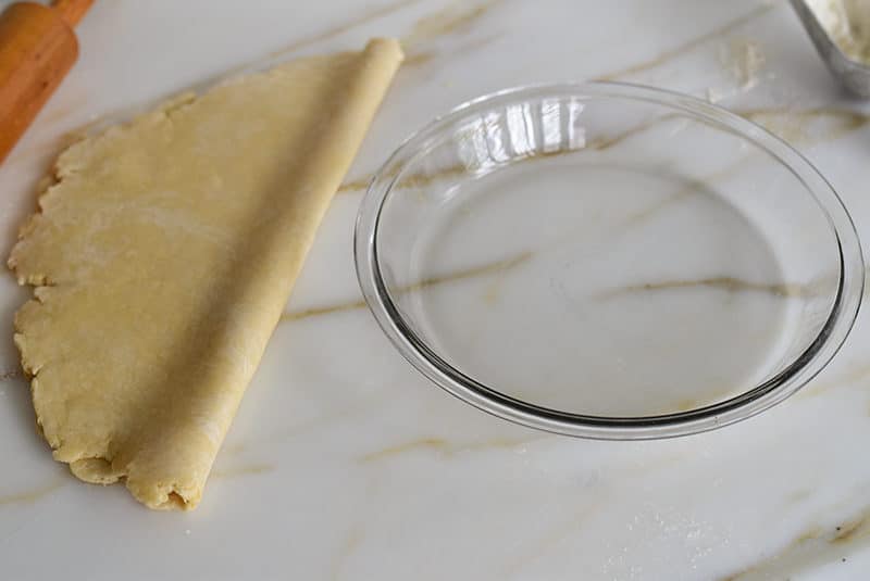 Folded pie dough on the counter