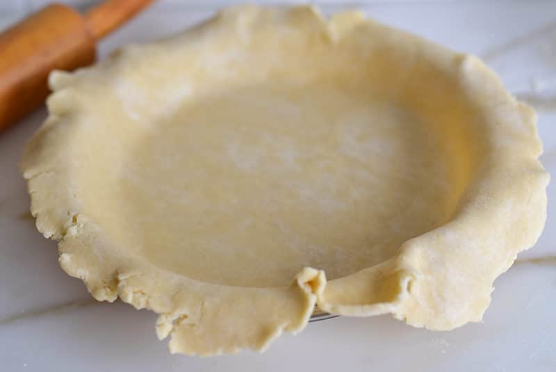 Pie dough fitted into a pie plate