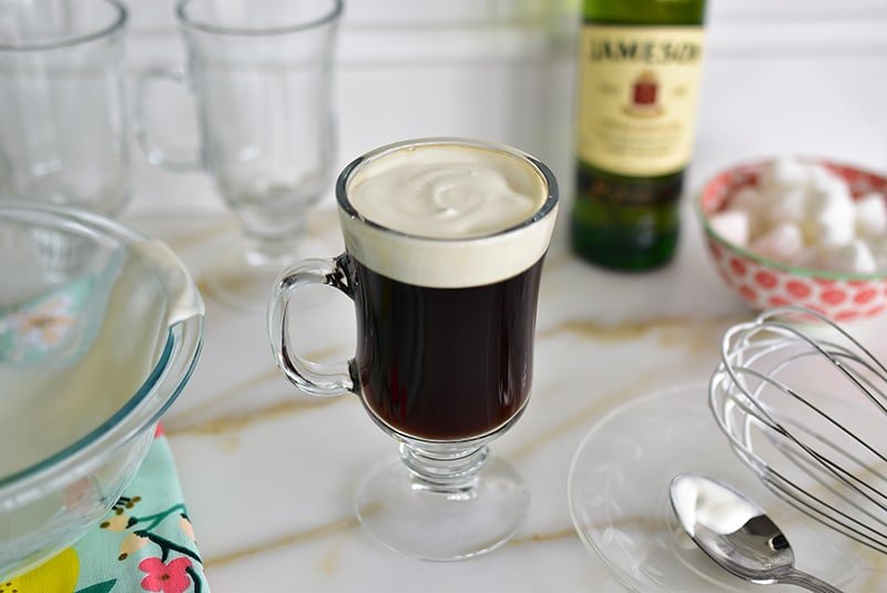 Irish coffee with Jameson whiskey