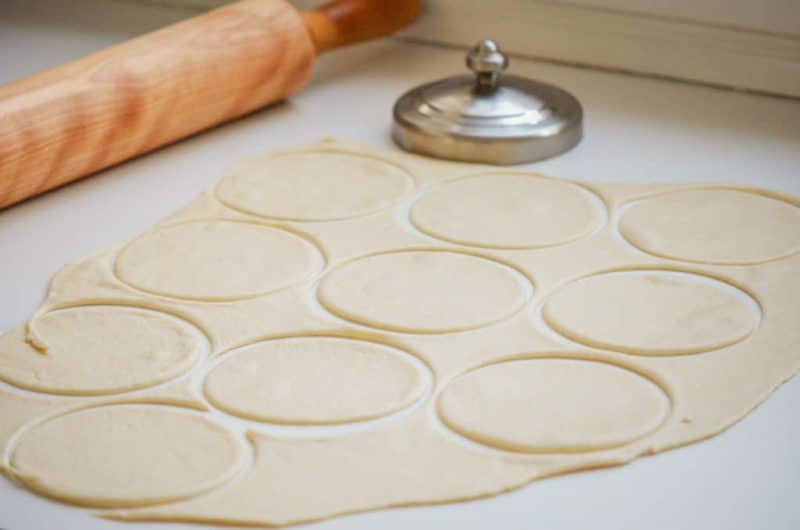 Rolled dough cut in circles