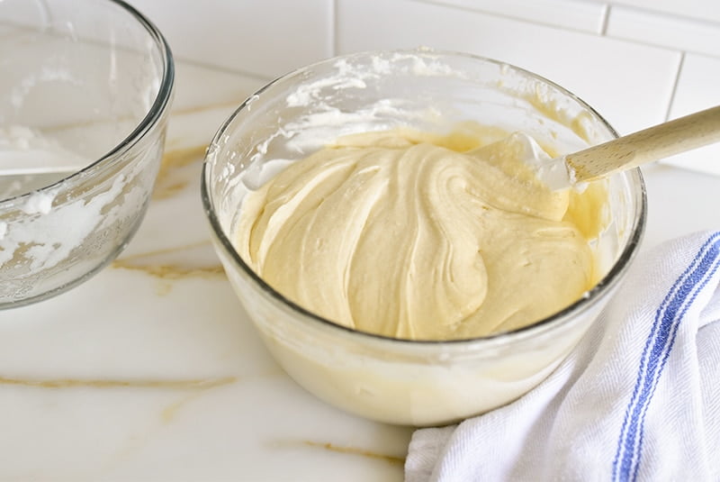 Genoise cake batter in a bowl