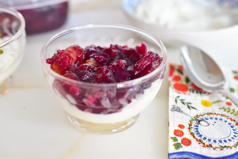 Cranberry sauce parfait in a dish