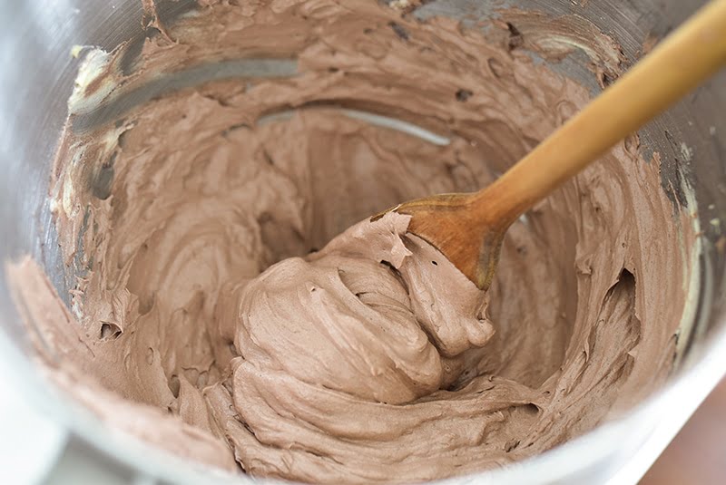 Whipped butter with cocoa with a spatula