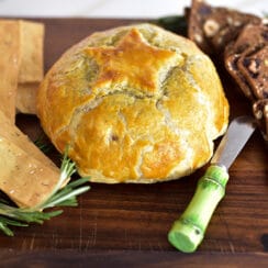 Baked Brie on a wood board