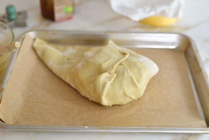 Folded puff pastry over brie