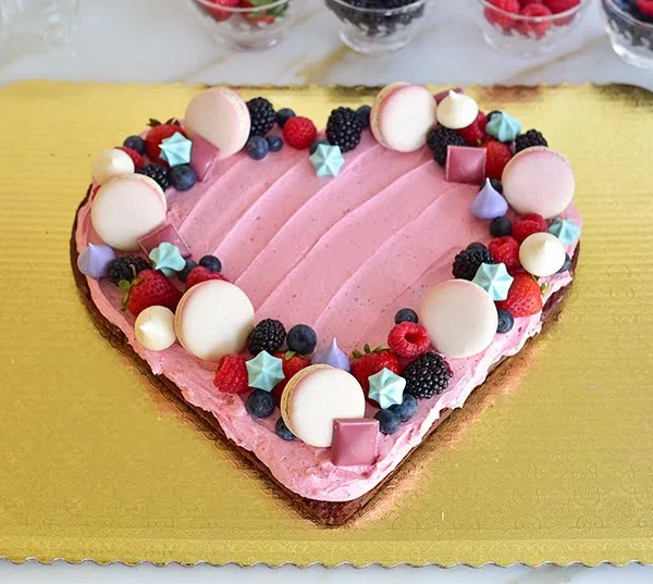 Valentine Heart Cake with Pink Buttercream