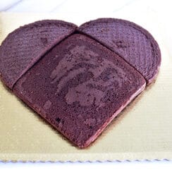 Heart cake assembled from 8" pans
