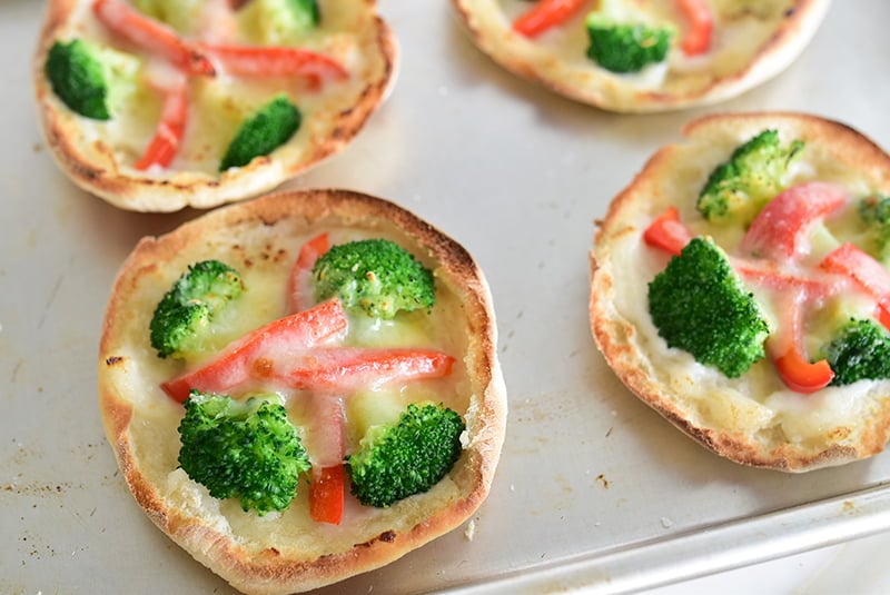 Pita melts with broccoli