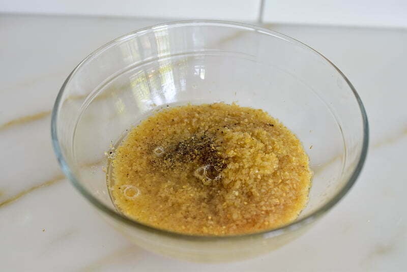 Fine bulgur soaking in a bowl