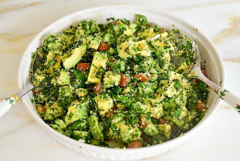 Avocado tabbouleh in a dish