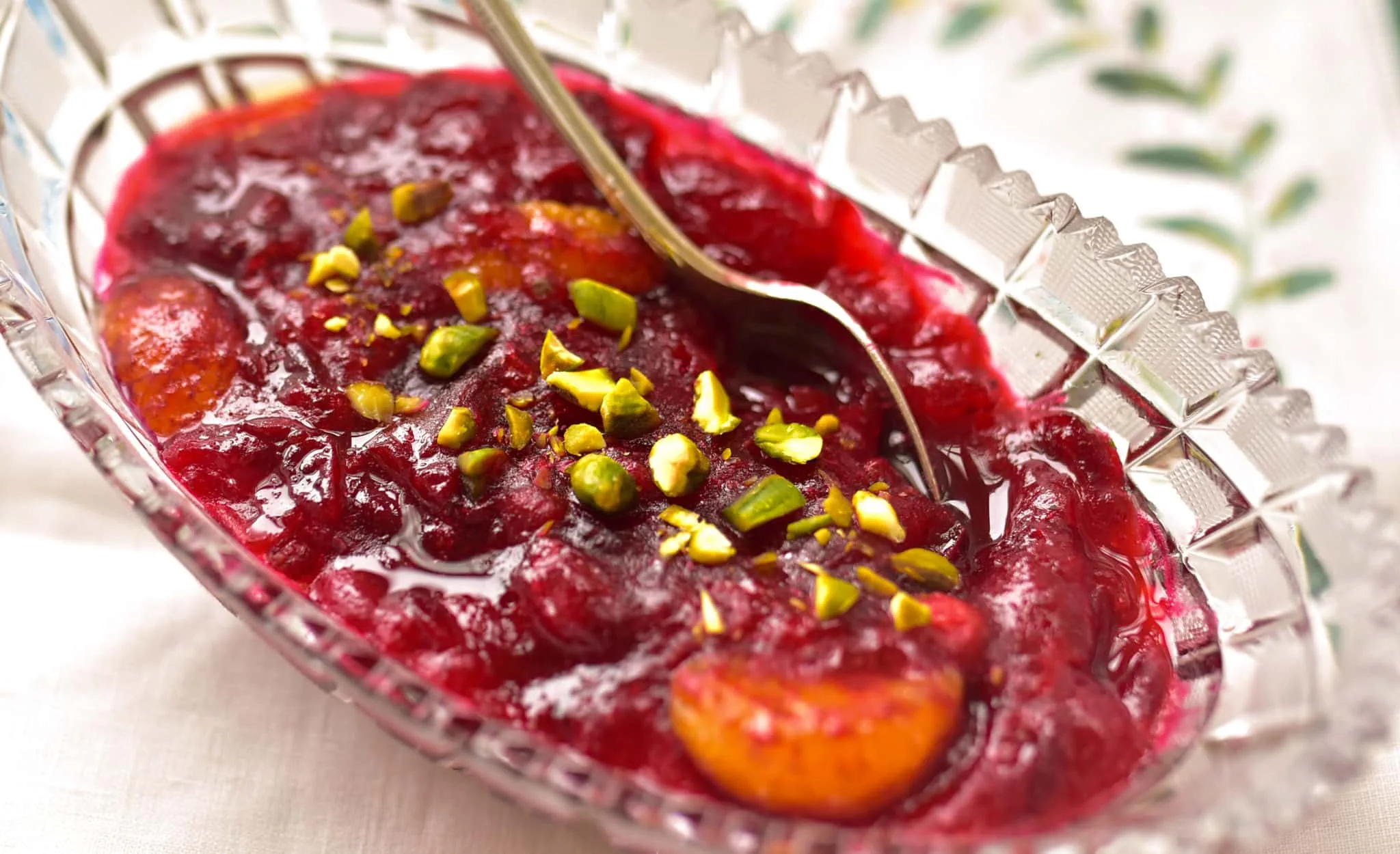 Cranberry Sauce with Rose Water and Pistachios